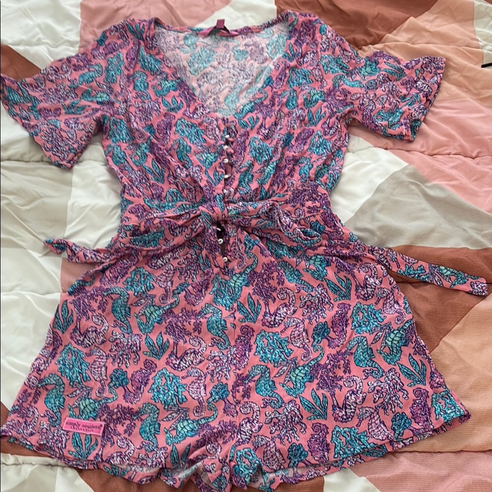 Simply Southern Pink and Blue Seahorse Romper